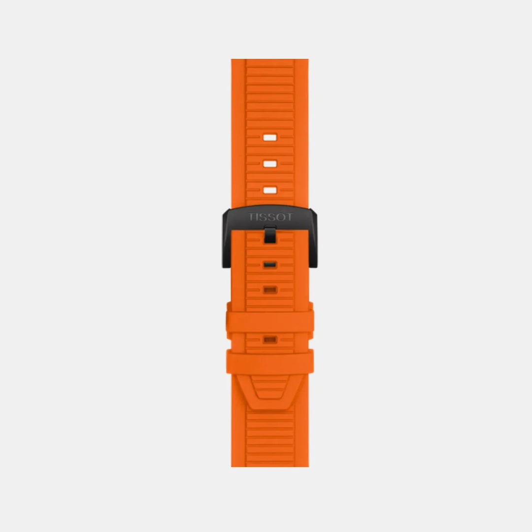 Tissot T-Race Chronograph 45mm Quartz Watch – Black Dial Orange Rubber Strap