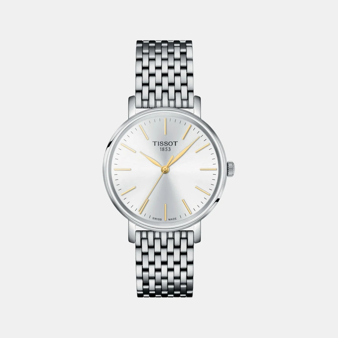Tissot Everytime 34mm Quartz Watch – Silver Dial Steel Mesh