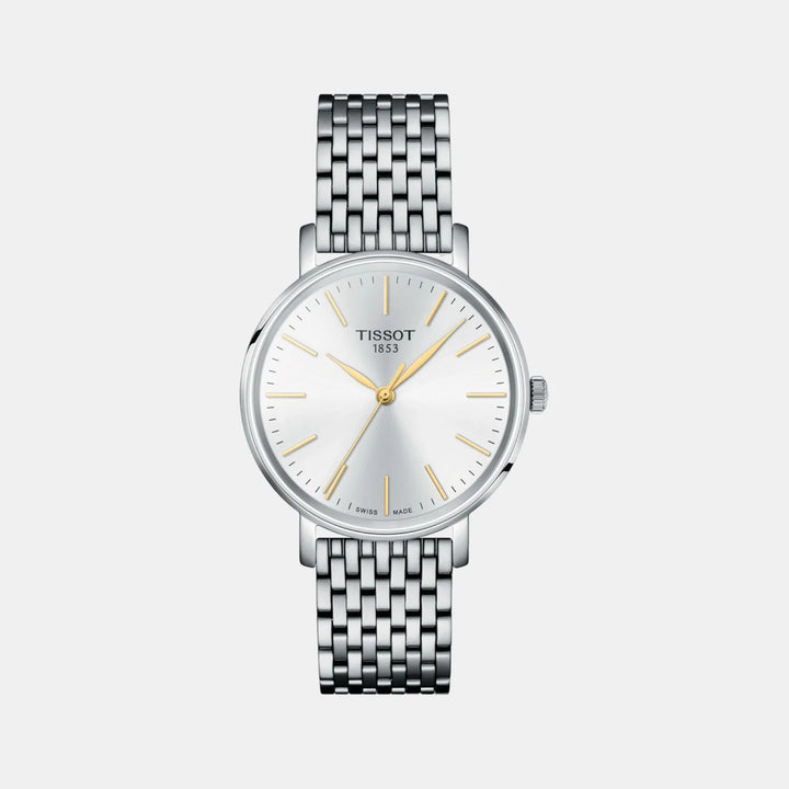 Tissot Everytime 34mm Quartz Watch – Silver Dial Steel Mesh