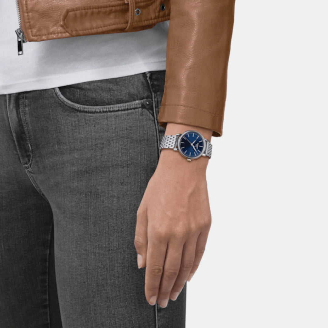 Tissot Everytime 34mm Quartz Watch – Blue Dial Steel Mesh