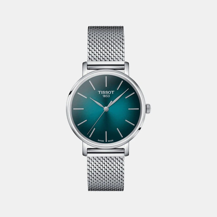 Tissot Everytime 34mm Quartz Watch – Black Dial Steel Mesh