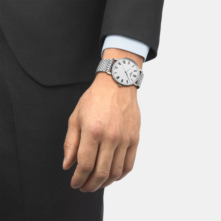 Tissot Everytime 40mm Quartz Watch – White Dial Steel Mesh