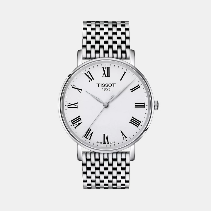 Tissot Everytime 40mm Quartz Watch – White Dial Steel Mesh