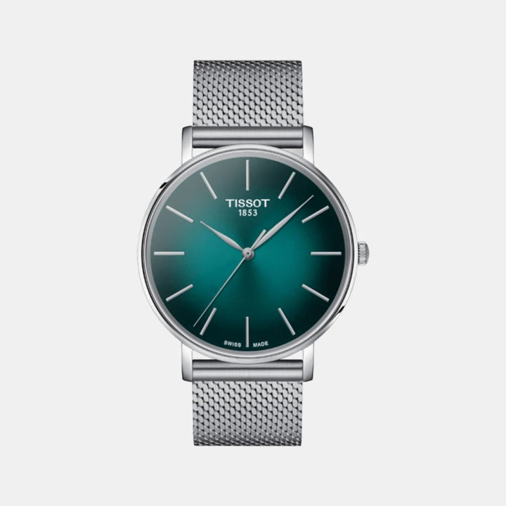 Tissot Everytime 40mm Quartz Watch – Black Dial Steel Mesh