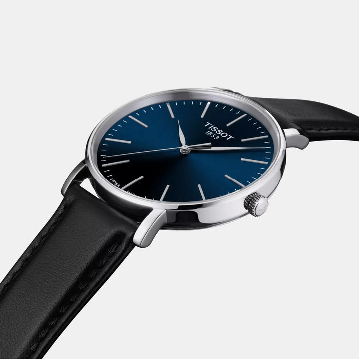 Tissot Everytime 40mm Quartz Watch – Blue Dial Leather Strap