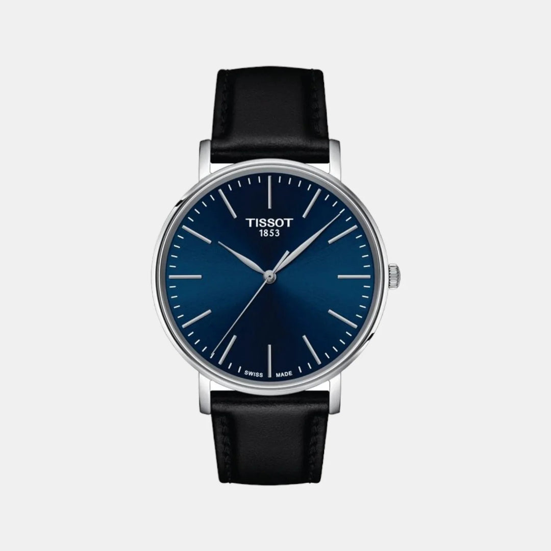 Tissot Everytime 40mm Quartz Watch – Blue Dial Leather Strap