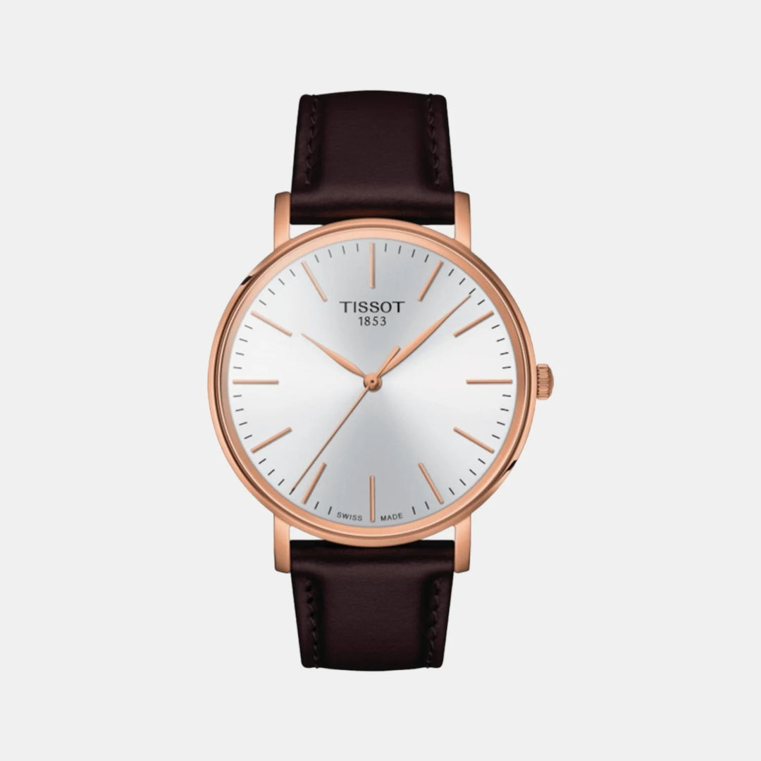Tissot Everytime 40mm Quartz Watch – Silver Dial Rose Gold Mesh