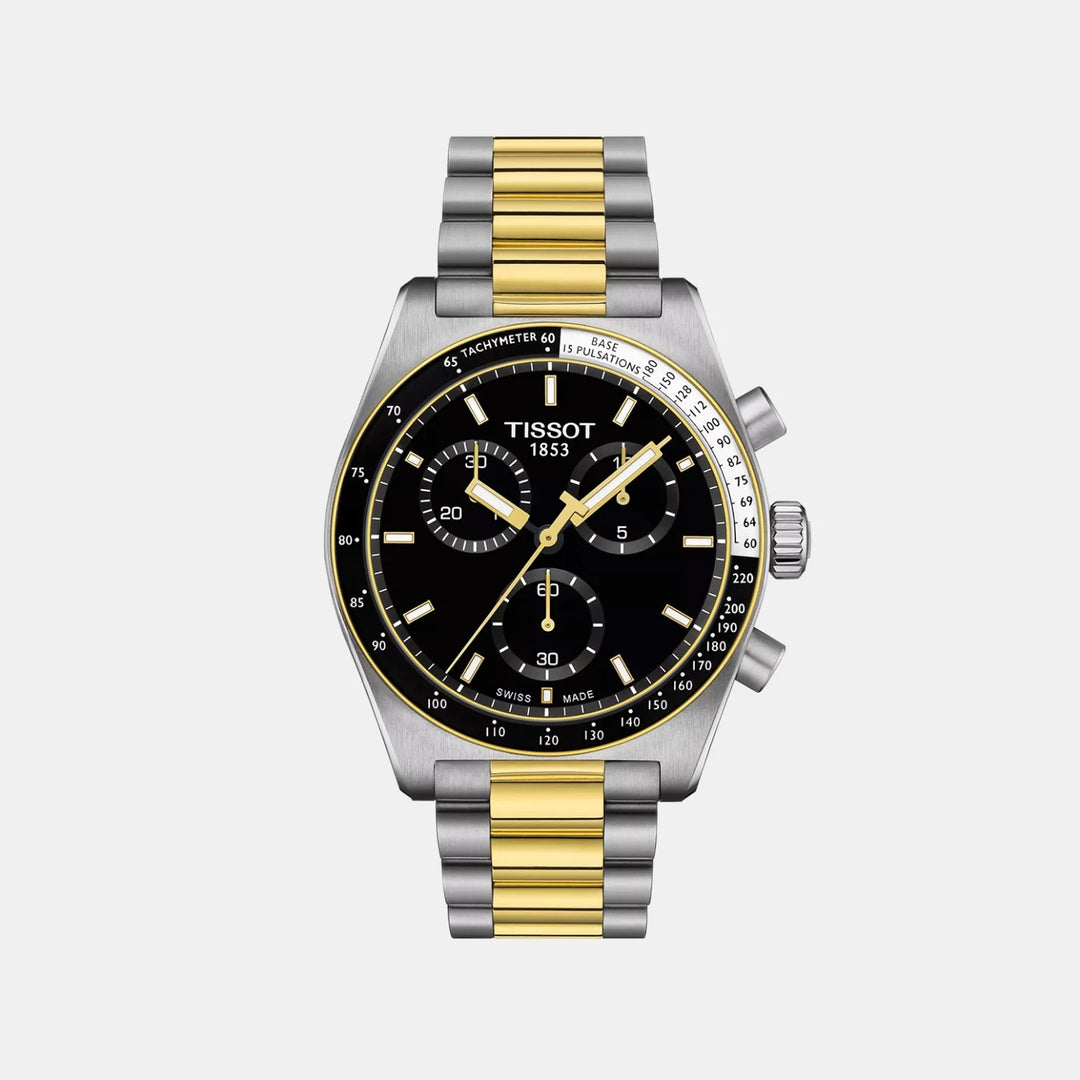 Tissot PR516 Chronograph 40mm Quartz Watch – Black Dial Two-Tone