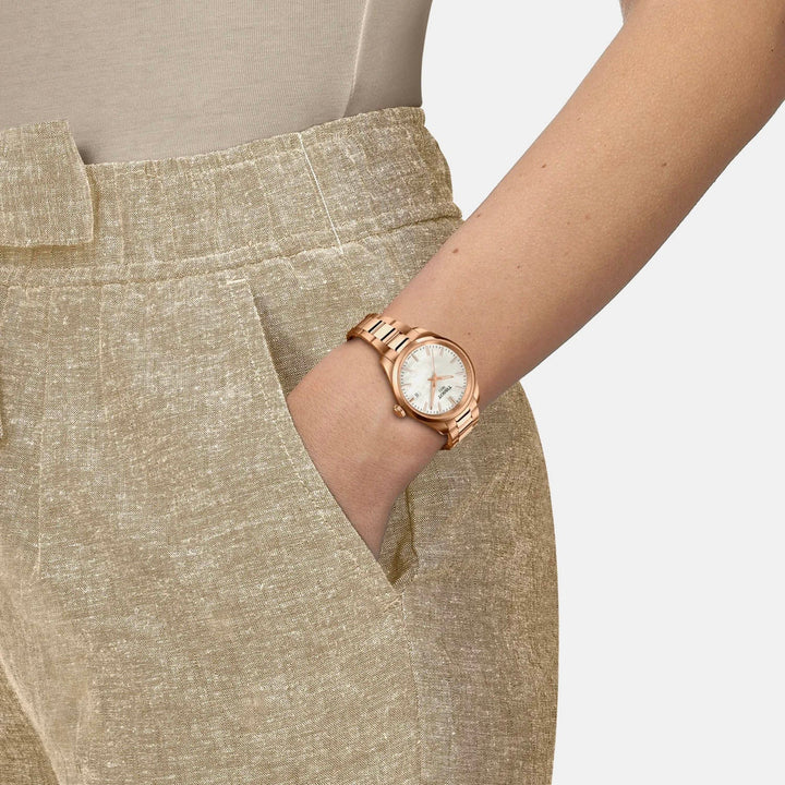 Tissot PR 100 34mm Quartz Watch – Mother of Pearl Dial Yellow Gold PVD