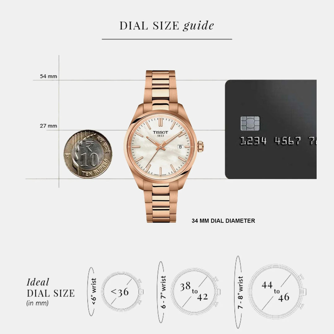 Tissot PR 100 34mm Quartz Watch – Mother of Pearl Dial Yellow Gold PVD