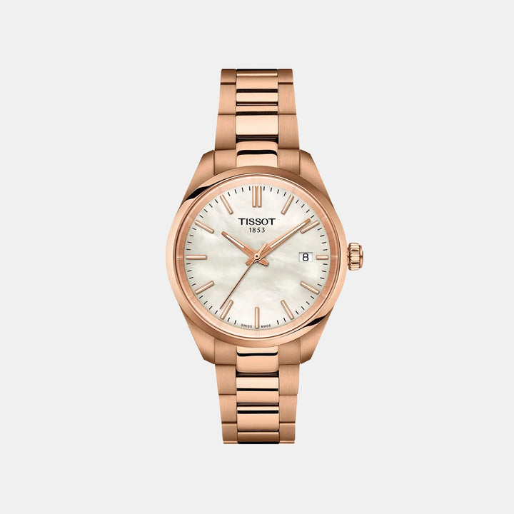 Tissot PR 100 34mm Quartz Watch – Mother of Pearl Dial Yellow Gold PVD