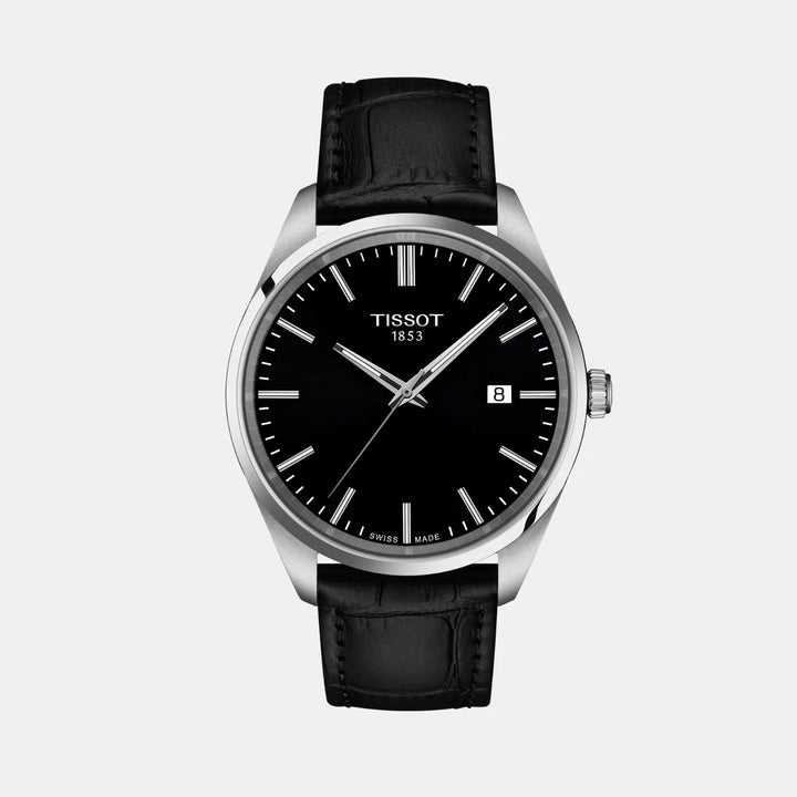 Tissot PR 100 40mm Quartz Watch – Black Dial Leather Strap