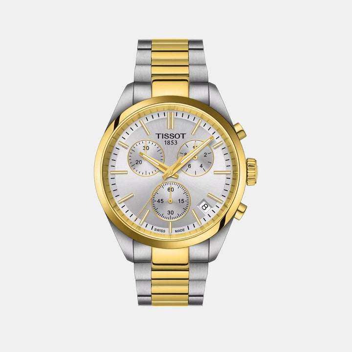 Tissot PR 100 Chronograph 40mm Quartz Watch – Silver Dial Two-Tone