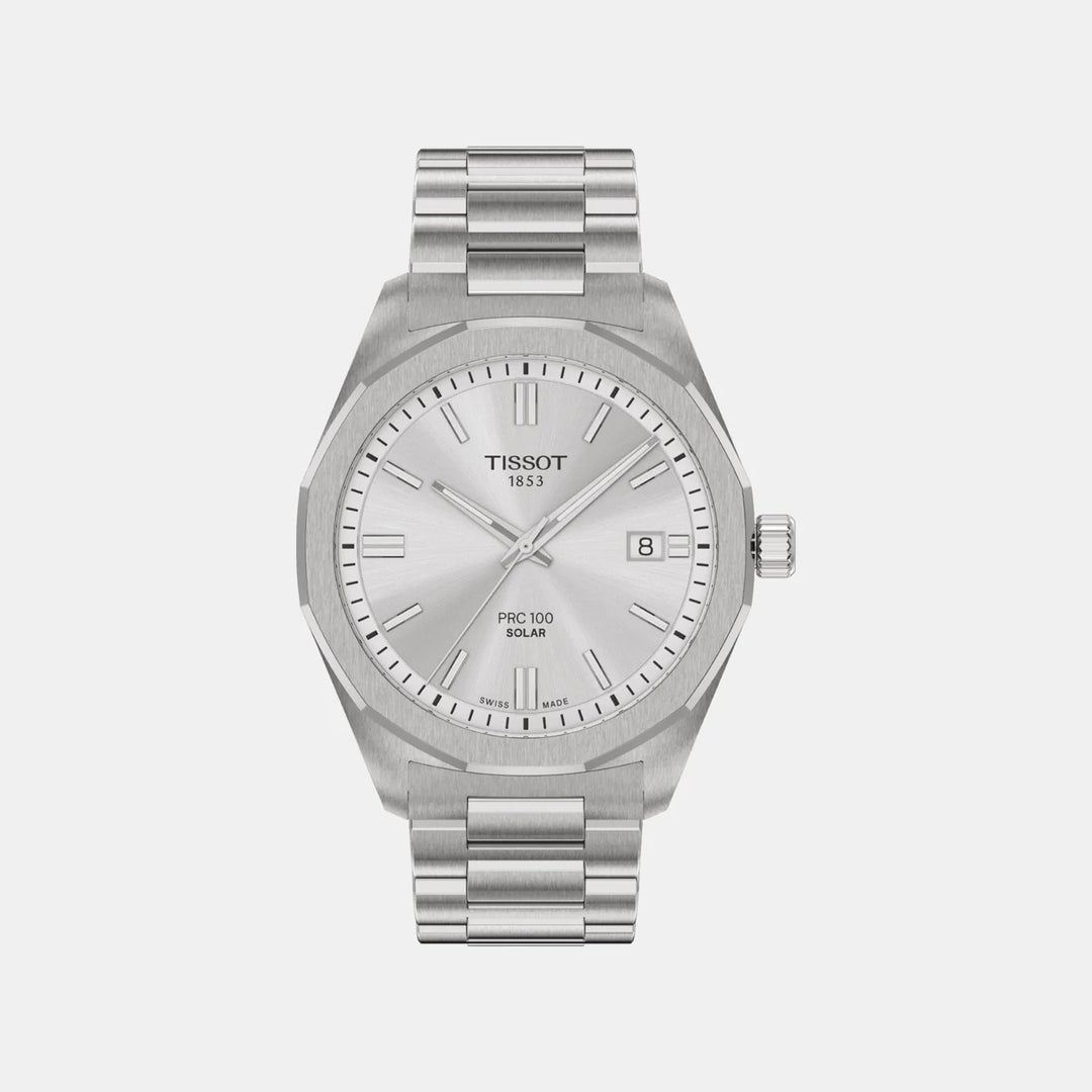 Tissot PRC 100 Solar 39mm Quartz Watch – Silver Dial