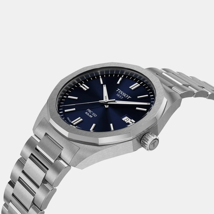 Tissot PRC 100 Solar 39mm Quartz Watch – Blue Dial
