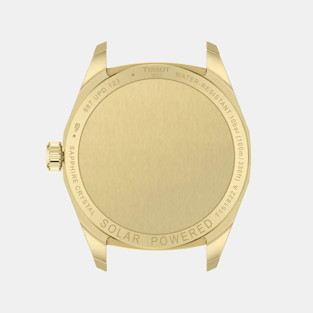 Tissot PRC 100 Solar 34mm Champagne Dial Gold PVD Bracelet