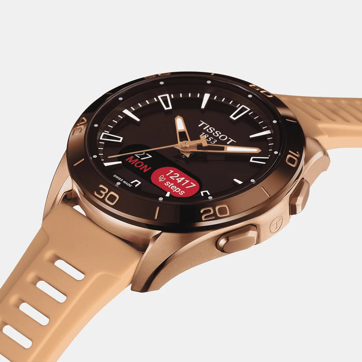 Tissot T-Touch Connect Sport 43.75mm Solar Smartwatch Peach Strap