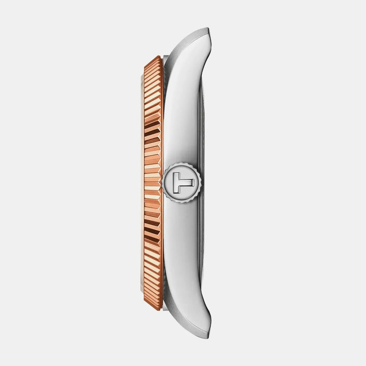 Tissot Ballade 34mm Silver Dial Rose Gold Two-Tone Leather Strap